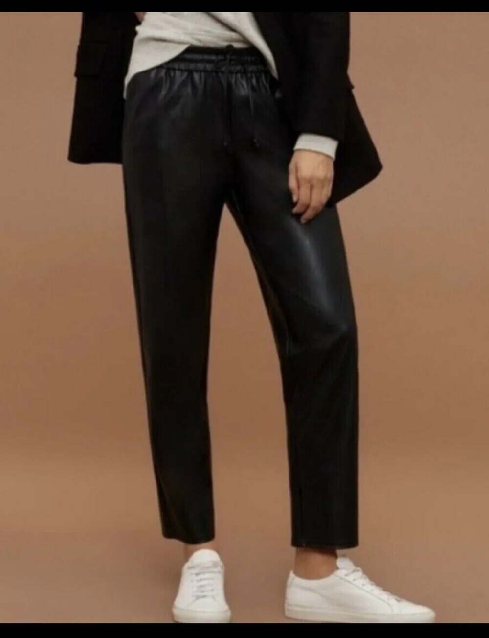 Wilfred Free Womens Kadina black faux leather baggy pants Size XXS Luxe Minimal